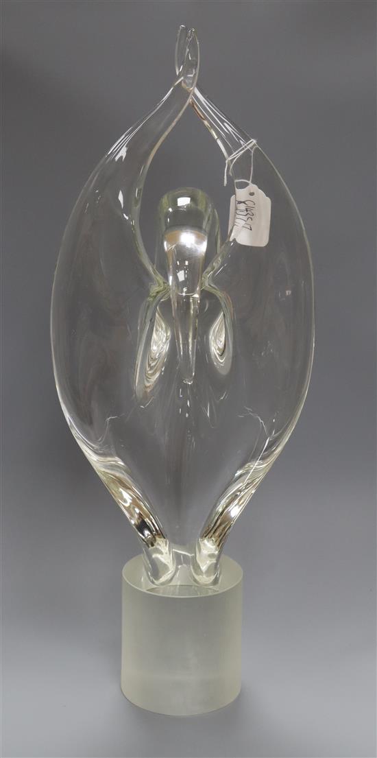 An Elizabeth Raffael glass swan sculpture height 66cm